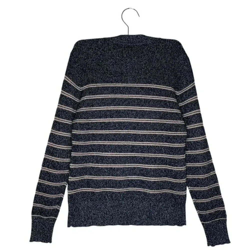CHARTER CLUB Luxury Cashmere Metallic Stripe Sweater - Size Small